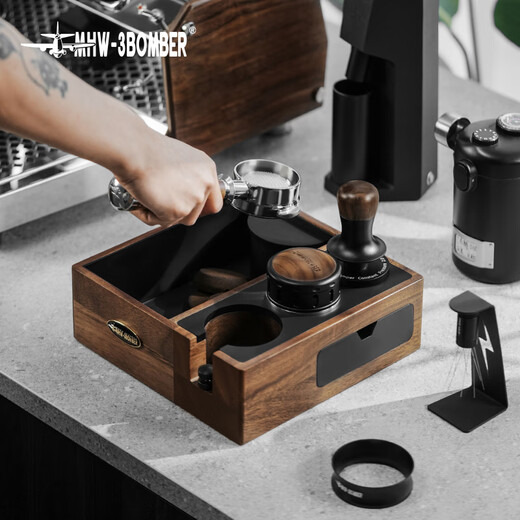 MHW-3BOMBER bomber with drawer, multi-functional coffee grounds box, solid wood handle bracket, storage bar press powder handle base, multi-function coffee grounds box-58mm universal-upgraded version