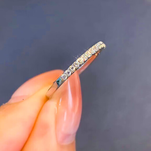 Guanpuge Fat Donglai same style pt950 platinum moissanite diamond ring row ring platinum niche design fashionable personality (platinum-half circle ring) No. 11