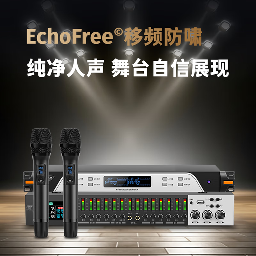 Melody digital pre-amp effector, professional karaoke audio amplifier, karaoke home ktv reverberator, audio processor anti-howling feedback suppressor, wireless microphone set DSP6300 Pro+ML3208 microphone (set)