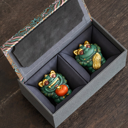 Tang Feng Guochao Creative Green Sand Stone Tea Pet Ornaments Home Office Tea Table Decoration Small Tea Insect Chinese Tea Play Housewarming Gift Good Things Happen-Tea Pet Ornaments (Gift Box)