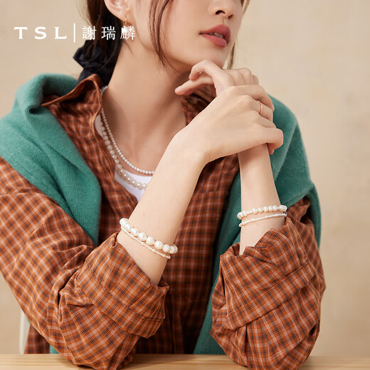 谢瑞麟（TSL）520礼物珍珠手链女款时尚925银扣手饰生日礼物BE685-BE686礼物 BE686-蛋型珍珠