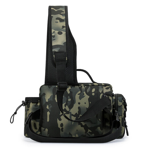 Zailu Luya bag, multifunctional waist bag, shoulder bag, crossbody bag, fishing rod bag, bait box, fishing gear bag, new large capacity, black CP color, upgraded luxury version