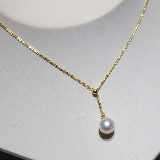 DYN seawater pearl pendant single Japanese akoya flower bead 18K gold y-shaped adjustable necklace perfect round mirror light 18Kbai gold + Tahitian black pearl 11-12mm