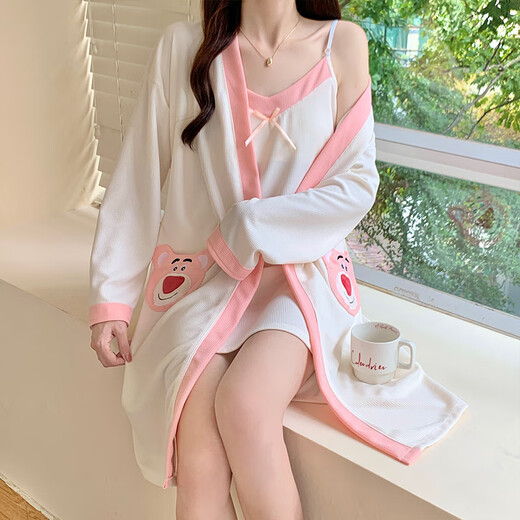 Catman Strawberry Bear Pajamas para mujeres en primavera, verano y otoño Sexy Pecho de pecho ropa de dos piezas MBN_9904# Set de dos piezas Stilzai-Blue M 160