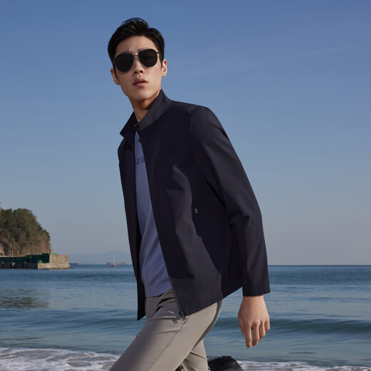YOUNGOR single jacket men's single jacket single jacket flat, stylish elastic and comfortable feel delicate 3-color combination Navy blue VJJK434964FQA L 175/96A