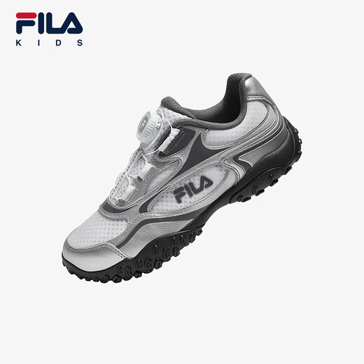 FILA Fila pebble shoes children's running shoes 2025 summer new sports shoes thin sole mid-large children's ballet shoes Fila white/space silver-AWS 35 inner length 22.0cm