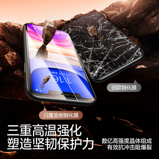 Flash Magic suitable for Apple tempered film iPhone mobile phone film HD explosion-proof non-full screen anti-fingerprint protective film enhanced version 2 pieces + artifact Apple 11/XR