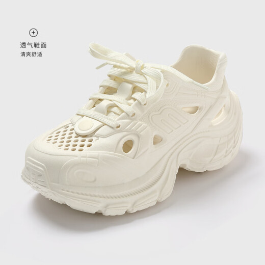 Les chaussures de trou d'épaisses semelles de Shangfen semesent pour les usures d'été pour hommes anti-glissement anti-odor sandals de plage de plage de plage pour hommes, blanc 42 taille positive (longueur intérieure 260 mm)