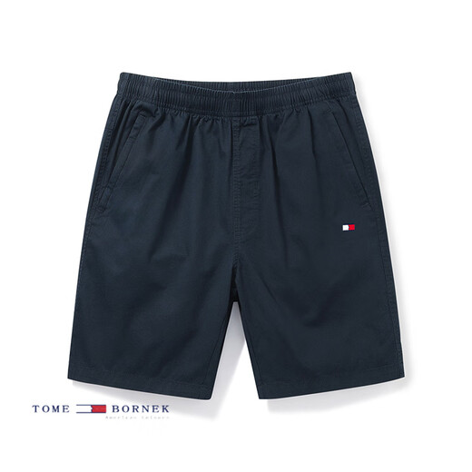 Tommy Shekelly Tommy American summer pure cotton five-point shorts casual versatile loose beach pants men high-end trendy men 9224 dark blue M (recommended 100-120 Jin [Jin equals 0.5 kg])