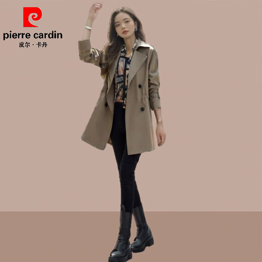 皮尔卡丹（pierre cardin）风衣女士中长款小个子英伦风大衣外套时尚洋气2025春秋季女装新款 卡其色 L (建议100斤-115斤)