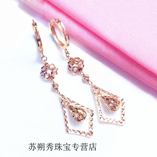 MHFDO Old Phoenix Kamasana Russia 585 Lady Zijindu 18k Earrings Rose Gold Earrings Color Gold Water Rose Lao Fengxiang Quality