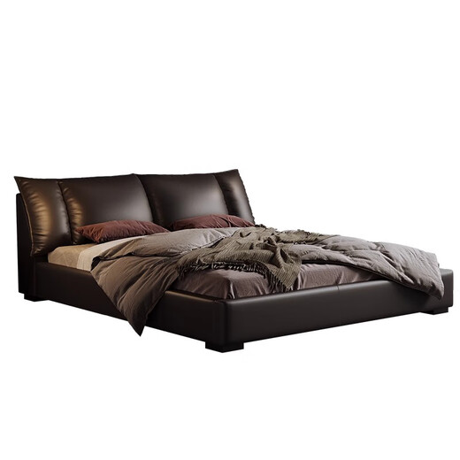 München Lederbett, Doppelbett 1,8 m 2 m Hauptschlafzimmer, großes Bett, minimalistischer Stil weicher Beutel High Box Lagerbett 673