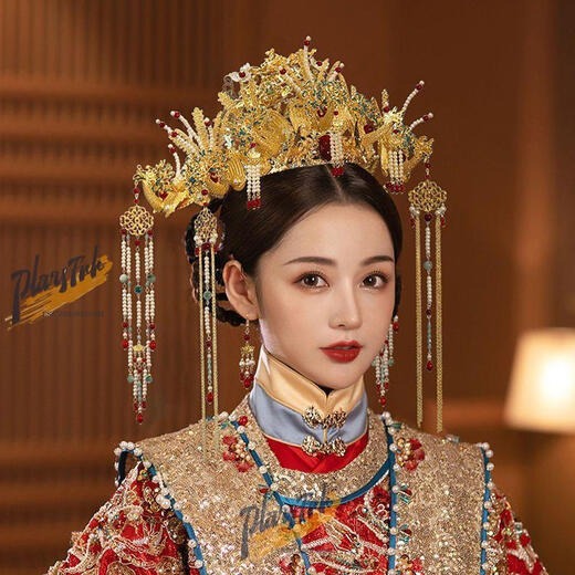 DL 1998 Pangdonglai Qualität Pangdonglai Qualität XiUhe Kopfschmuck Phoenix Crown Ming Made Braut Hanfu Hochzeit Haare Kröner neuer chinesischer Stil Ming MADE PHOENIX CROWN SET X-D10