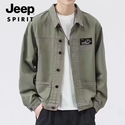 JEEP SPIRIT吉普外套男款春秋2025新款衬衫翻领秋装男士工装夹克初秋褂子上衣 JEEP【升级版】K12806黑色 L 【建议110-128斤】