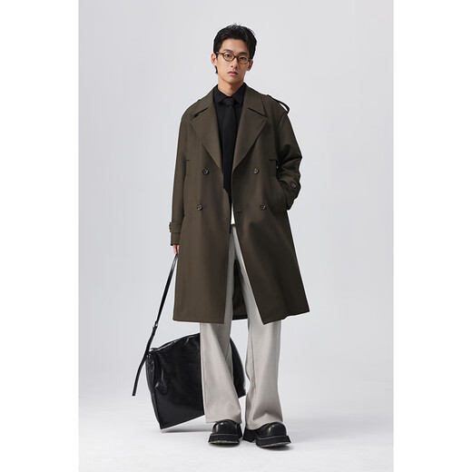 W2X2025 Spring New Windbreaker para hombres con revestimiento de cintura a medio de longitud media