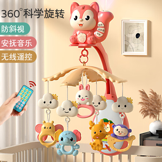 Inkxi Bed Bell Baby Cylinder Rotating Newborn Crib Bed Head Ringing Cart Hanging Parts Baby Soothing Bed Hanging Parts Toys Cabri Blue [Projection + Anti-Strid + 689 Contents A