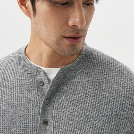 Gray cashmere New Zealand imported superfine merino wool Henry collar cashmere sweater for men gray ready in stock XXS m