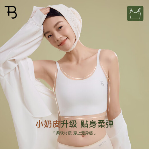 宝塔宝塔无痕吊带束胸衣内衣女大胸显小保暖奶皮平胸神器透气塑身 云丝白 M