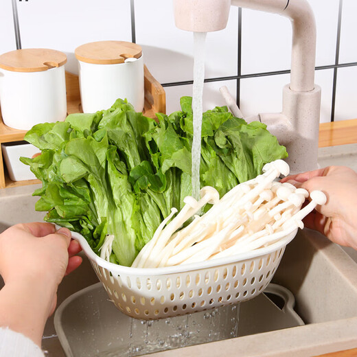 Double-layered vegetable sink drain basket fruit plate spit bone dish living room home kitchen fruit basket rounded medium gray white drain net plus basin