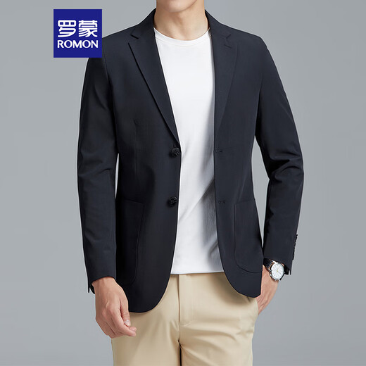 ROMON suit men's four seasons casual small suit business single suit top professional formal jacket 2322 black 2XL