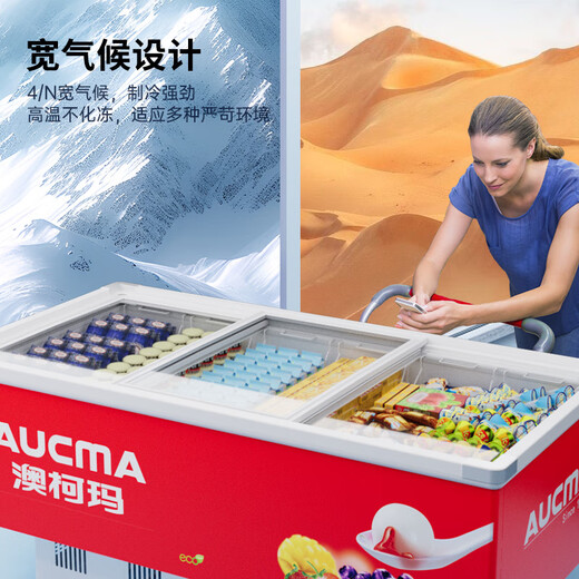 澳柯玛（AUCMA）展示柜冷藏冷冻卧式商用冷柜 大容量鲜肉店农贸市场超市展示柜鲜肉海鲜保鲜速冻食品深底岛柜玻璃 冷冻柜728升镀膜玻璃 SD-728
