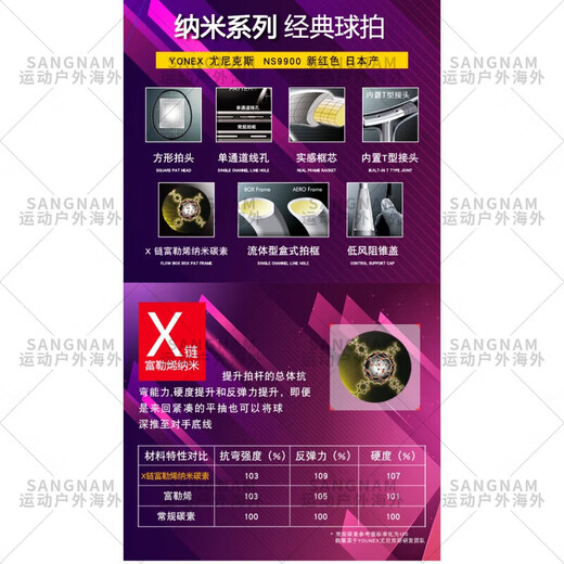 尤尼克斯（YONEX）YY纳米NS9900LTD紫色限量羽毛球拍速度双打CH 3U 紫色NS9900LTD限量5 鎹B95线默认不穿