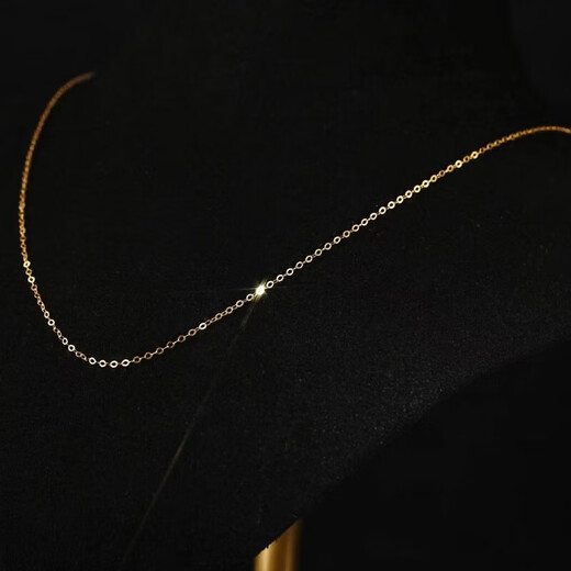 SHEMANDI 18K gold necklace women's O-shaped chain clavicle chain plain chain AU750 gold rose gold color gold K gold-red 0.8mm