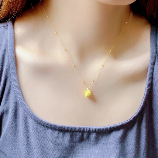 Shiyi Gold Durian Pendant Pure Gold 999 Gold Durian Pendant Durian Gold Pendant Fruit DIY for Girlfriend on Chinese Valentine's Day Pure Gold Durian 0.1g (Single)