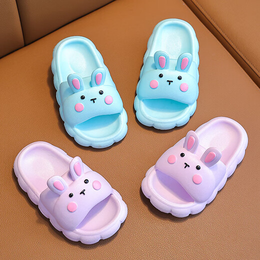 G.duck little yellow duck slippers for small and medium-sized children in summer, super cute rabbit cartoon, indoor and outdoor girls bathing, non-slip and cool when stepping on poop, pink 22-23 sizes/inner length 15cm