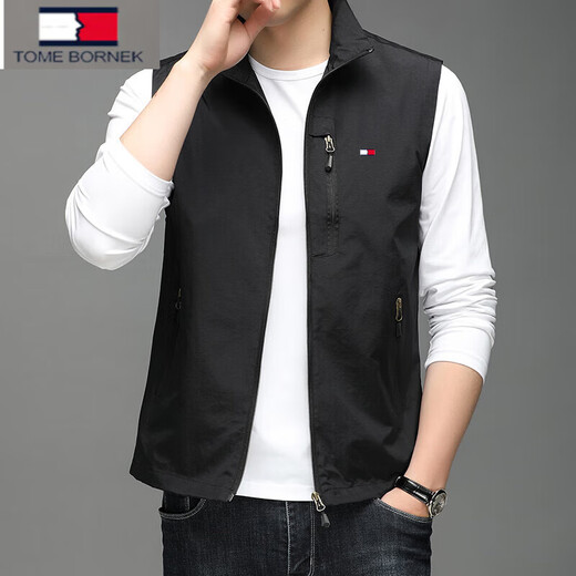 Tommy Hee Kelly Tommy Men's Men's Spring and Automne Automne Mink Stand-Link Veste Veste gilet extérieur Tendance de gilet sans manches décontracté polyvalent 686 Kaki L [Poids suggéré 115-130 Jin [Jin est égal à 0,5 kg]]]