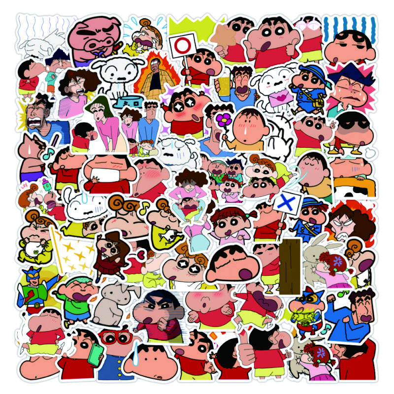 Cute crayon Xiaoxin waterproof stickers computer mobile phone tablet water cup decoration small pattern mobile phone case computer decoration stickers flower pot refrigerator glass cup stickers random 10 pictures
