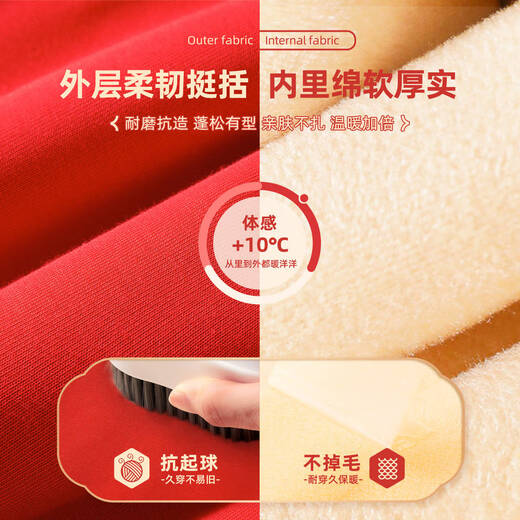 Jeanswest Chinese New Year parent-child clothing for a family of four New Year's greetings clothes for the Year of the Horse, national trend, velvet round neck top, red warm sweatshirt, spring and autumn red sweatshirt, red (Chinese Horse) 170 (M) Mom