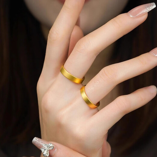 Kuang Yi Shuibei gold safe and sound ring 999 pure gold covered with silver ancient method ring ring for men and women couples safe and sound ring 1 gram of gold thickened version No. 24