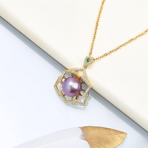 OLIVEIRA French Oliveira Purple Edison Freshwater Pearl Pendant Dream Catcher C1-2778-1