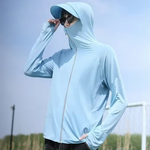 Ice Silk Sun Protection Vêtements Veste respirante à séchage rapide pour hommes Costume de pêche extérieure de grande taille Sports Running Couple de protection solaire Vêtements Gris clair 3xl