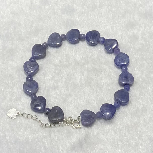 Qianjun Natural Tanzanite Love Bracelet Fashion Fashion Fashion Fresque simple Crystal Bracelet en forme de coeur Crystal Polvolence 1 # / 7 * 8 mm / Love / Single-Lang