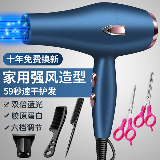 Philips (PHILIPS) same style German hair dryer for home use, hair salon, high power 2200w, barber shop negative ion hot and cold wind mute, German blue 18000 wind power, home use, free three plus scissors