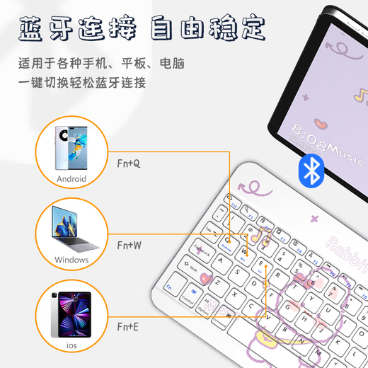 
Shell Xiawei iQOO Pad5 12.1-inch protective case 2025 new magnetic absorbing iPA2575 Bluetooth keyboard flat shell standard mouse set Mist blue protective case + white keyboard + gift package iQOO Pad5 12.1-inch