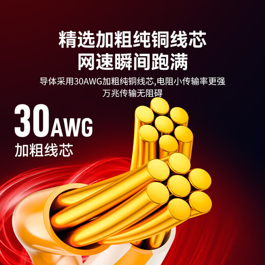 
Shanze eight-class 10 Gigabit pure copper network cable 2 meters CAT8-class shielded network connection cable rog game e-sports 8-core twisted pair home computer broadband cotton network finished jumper