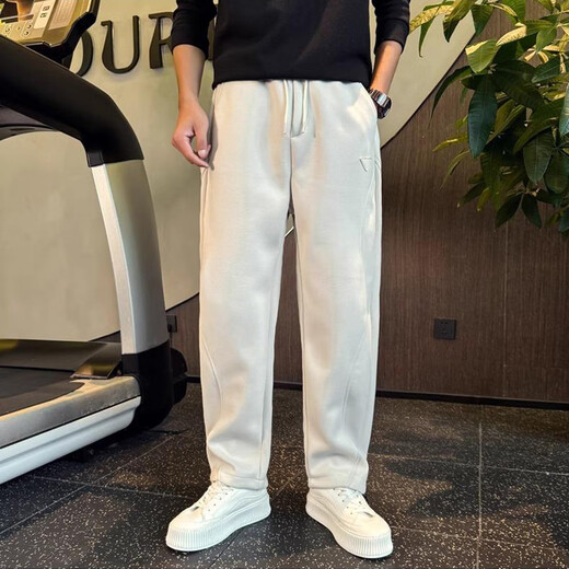 Kuraishi Kazuki trendy brand loose straight pants men's autumn and winter new sports pants casual trousers straight pants light gray 3XL