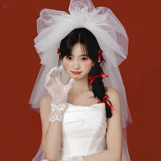Le style de mariage de la mariée de Bian Qixin, la coiffure, les accessoires de cheveux, la robe de mariée, le certificat de mariage, les accessoires de proposition, la photo de studio photo, la photo de voyage, le fil de style fil gonflé, environ 80 cm (avec peigne à cheveux en métal)