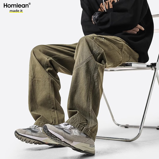 Homlean American Pure Cotton Casual Pants de primavera y verano Nicho de verano Marca de tendencia Ropa Ropa Ropa Long Pantalones HS60 Negro 2xl