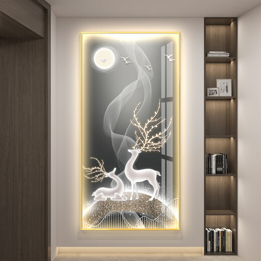 轻奢led带灯入户玄关装饰画简约现代挂画壁画走廊过道感大气 KX-3271 60*120
