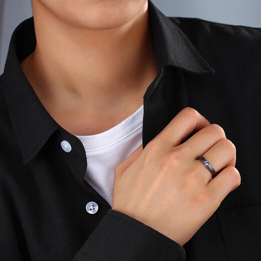 Chihuan tree pattern tanzanite 925 silver plated black gold ring index finger ring gift silver 925 antique natural gemstone men's and women's ring No. 10