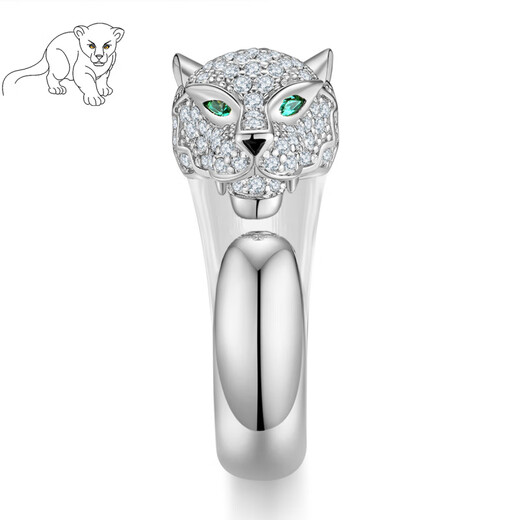 Guanpuge Fat Donglai quality pt950 platinum leopard head ring platinum men and women silver model live diamond lover inner diameter 16