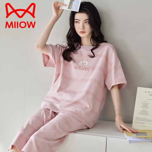 Catman (Miiow) 2025 PCS Пижамы для женщин в летнем хлопковом хлопок.