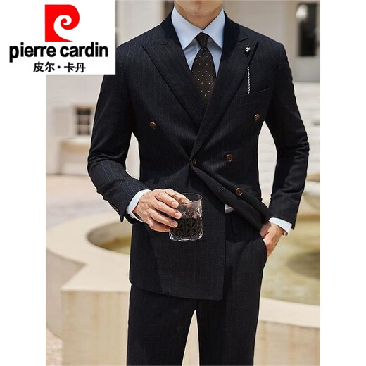 Pierre Cardin 25th new autumn and winter new suit casual pants Korean style casual pants men's striped double-breasted suit dress coffee 52