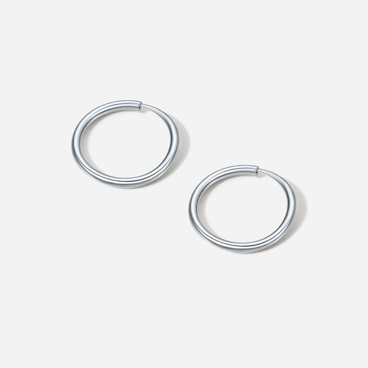 Saturday Fu PT950 platinum plain hoop earrings for women B0913483 pair, about 1.27g, birthday gift