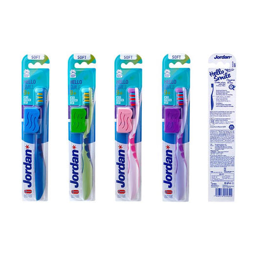 Jordan Youth Toothbrushes for Junior High School and Older Children 9 and Over 4 Pack Tongue Cleaning Random Colors