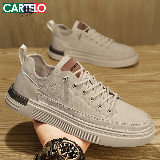 Kartelschuhe Herren 2025 Sommer Freizeitschuhe Herrenschuhe Mode britische Lederschuhe Trendy weicher Sohle Schuhe Beige 42